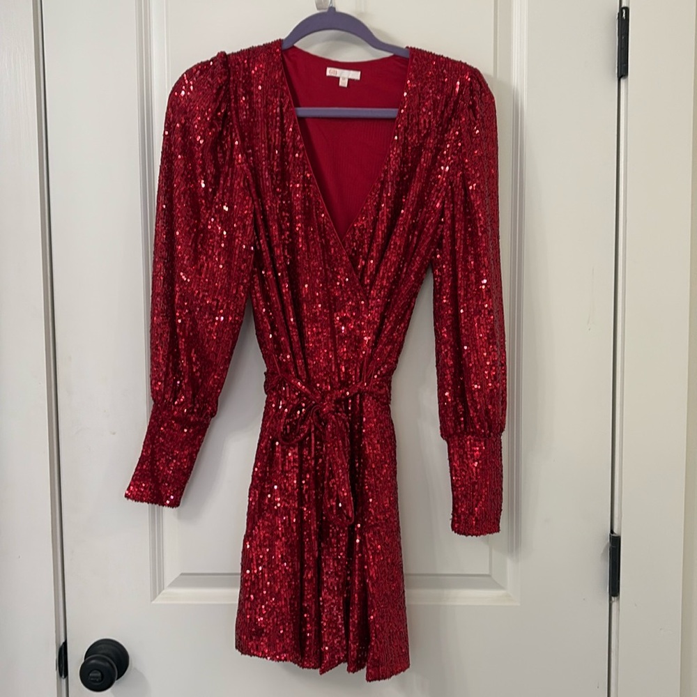 Red Sequin Mini Dres Gianni Bini M Cocktail Holiday Valentine’s